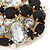 Black/ Clear Acrylic Bead, Faux Pearl Cluster Corsage Brooch In Gold Tone - 60mm Across - view 4