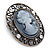 Vintage Inspired Classic Cameo Brooch In Bronze Tone - 45mm Across - view 3