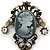 Vintage Inspired Classic Cameo with Charms Brooch In Bronze Tone - 60mm Across - view 3
