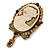 Vintage Inspired Amber/ Champagne Crystal Cameo with Charm Brooch In Antique Gold Tone - 63mm Across - view 4