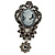 Vintage Inspired Dark Grey/ Hematite Crystal Cameo with Charm Brooch In Antique Silver Tone - 65mm L
