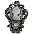 Vintage Inspired Dark Grey/ Hematite Crystal Cameo with Charm Brooch In Antique Silver Tone - 65mm L - view 2