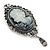 Vintage Inspired Grey Crystal Cameo with Charm Brooch In Antique Silver Tone - 70mm L - view 6