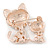 Clear/ AB Crystal Double Kitty Brooch In Gold Plating - 35m Across - view 2
