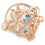Gold Plated Basket with Crystal Flowers Brooch - 50mm L - view 2