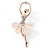 Crystal, Milky White Resin Ballerina Brooch In Gold Tone Metal - 55mm L