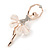 Crystal, Milky White Resin Ballerina Brooch In Gold Tone Metal - 55mm L - view 5