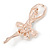 Crystal, Milky White Resin Ballerina Brooch In Gold Tone Metal - 55mm L - view 2