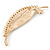Clear Crystal Pave Set Leaf Brooch In Gold Tone - 75mm L - view 2