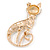 Crystal, Cat Eye Stone Kitty Brooch In Gold Tone Metal - 60mm L - view 4