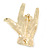 Polished Gold Plated Metal 'Rock & Roll' Brooch - 65mm L - view 4