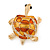 Gold Plated Crystal Enamel Turtle Brooch - 40mm L - view 2