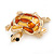 Gold Plated Crystal Enamel Turtle Brooch - 40mm L - view 3