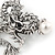 Clear Crystal Dragon with Pearl Brooch In Silver Tone - 50mm - view 3