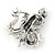 Clear Crystal Dragon with Pearl Brooch In Silver Tone - 50mm - view 4