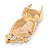 Gold Plated, White Enamel, Clear/ AB Crystal Owl Brooch - 45mm L - view 4
