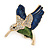 Multicoloured Crystal Hummingbird Brooch In Gold Plated Metal - 40mm - view 5
