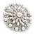 Bridal Vintage Inspired White Simulated Pearl, Austrian Crystal Layered Floral Brooch In Silver Tone - 50mm D - view 2