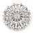 Bridal Vintage Inspired White Simulated Pearl, Austrian Crystal Layered Floral Brooch In Silver Tone - 50mm D - view 4