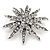 Vintage Inspired Austrian Crystal Star Brooch In Antique Silver Tone - 50mm D