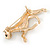 AB Crystal Bulldog Dog Brooch In Gold Plating - 40mm - view 4