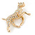 AB Crystal Bulldog Dog Brooch In Gold Plating - 40mm - view 2