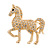 Small Clear Crystal Horse Brooch In Gold Tone Metal - 38mm - view 5