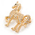 Small Clear Crystal Horse Brooch In Gold Tone Metal - 38mm - view 2