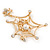 Gold Plated Clear Crystal Pearl Spider, Web and Fly Brooch - 60mm L - view 6