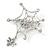 Rhodium Plated Clear Crystal Pearl Spider, Web and Fly Brooch - 60mm L - view 6