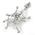 Rhodium Plated Clear Crystal Pearl Spider, Web and Fly Brooch - 60mm L - view 5