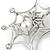 Rhodium Plated Clear Crystal Pearl Spider, Web and Fly Brooch - 60mm L - view 2