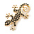 Small Grey Crystal Lizard Brooch In Gold Plated Metal - 35mm L