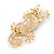 Small Grey Crystal Lizard Brooch In Gold Plated Metal - 35mm L - view 4