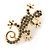 Small Grey Crystal Lizard Brooch In Gold Plated Metal - 35mm L - view 5