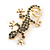 Small Grey Crystal Lizard Brooch In Gold Plated Metal - 35mm L - view 6