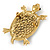 Vintage Inspired Clear Crystal Turtle Brooch In Antique Gold Tone Metal - 60mm L - view 5