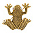 Antique Gold Textured Frog Brooch - 40mm - view 6