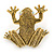 Antique Gold Textured Frog Brooch - 40mm - view 2