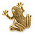 Antique Gold Textured Frog Brooch - 40mm - view 7