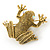 Antique Gold Textured Frog Brooch - 40mm