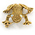 Antique Gold Textured Frog Brooch - 40mm - view 3