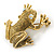 Antique Gold Textured Frog Brooch - 40mm - view 4