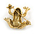 Antique Gold Textured Frog Brooch - 40mm - view 5