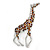 Rhodium Plated Brown Enamel, Clear Crystal Giraffe Brooch - 75mm L - view 6