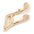 Large Gold Plated Pave Set Clear Crystal Musical Note Brooch - 50mm L - view 4