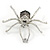 Black/ Grey/ Clear Crystal Spider Brooch In Rhodium Plated Metal - 60mm - view 2