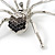 Black/ Grey/ Clear Crystal Spider Brooch In Rhodium Plated Metal - 60mm - view 4