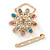 Gold Plated Multicoloured Crystal Open Flower Scarf Clip/ Brooch - 33mm D - view 5