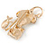 Cat, Rod & Fish Funky Brooch In Gold Tone - 50mm L - view 4